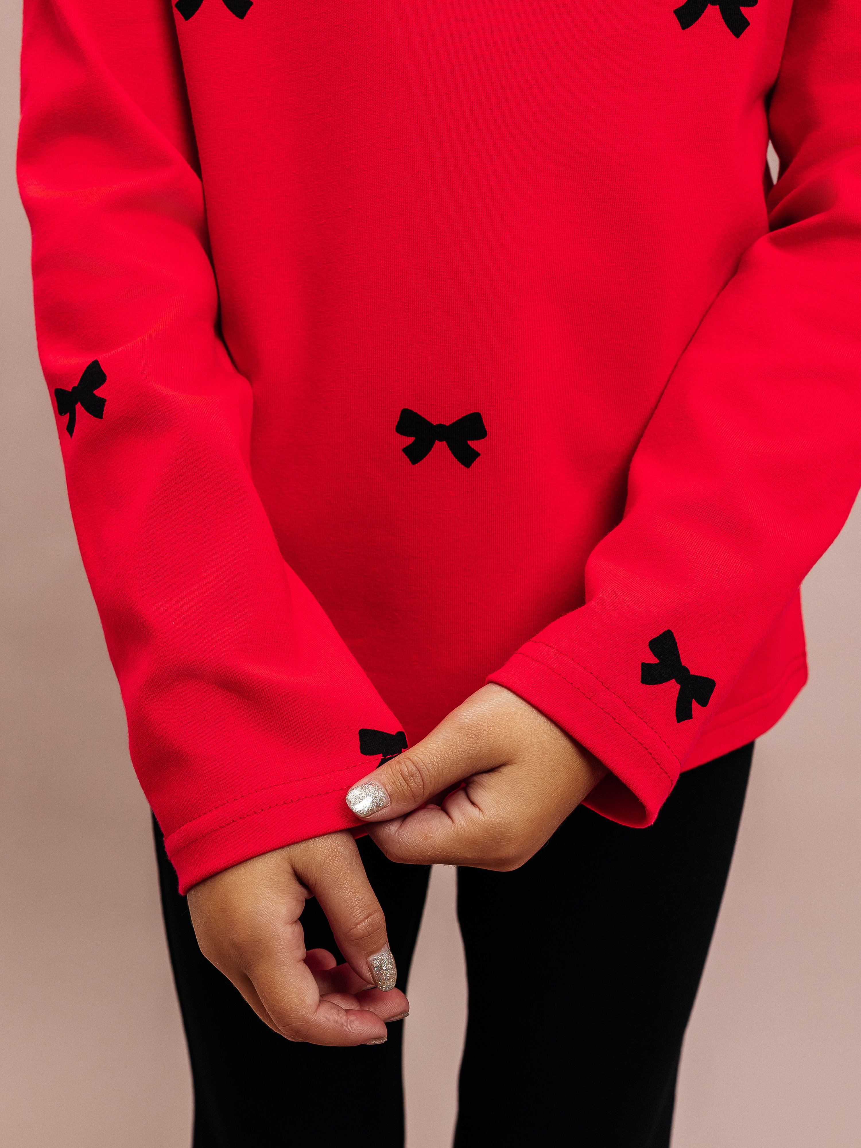 Лонгслив Селтекс Ю_ДК1 красный/бантик черный - фото 3