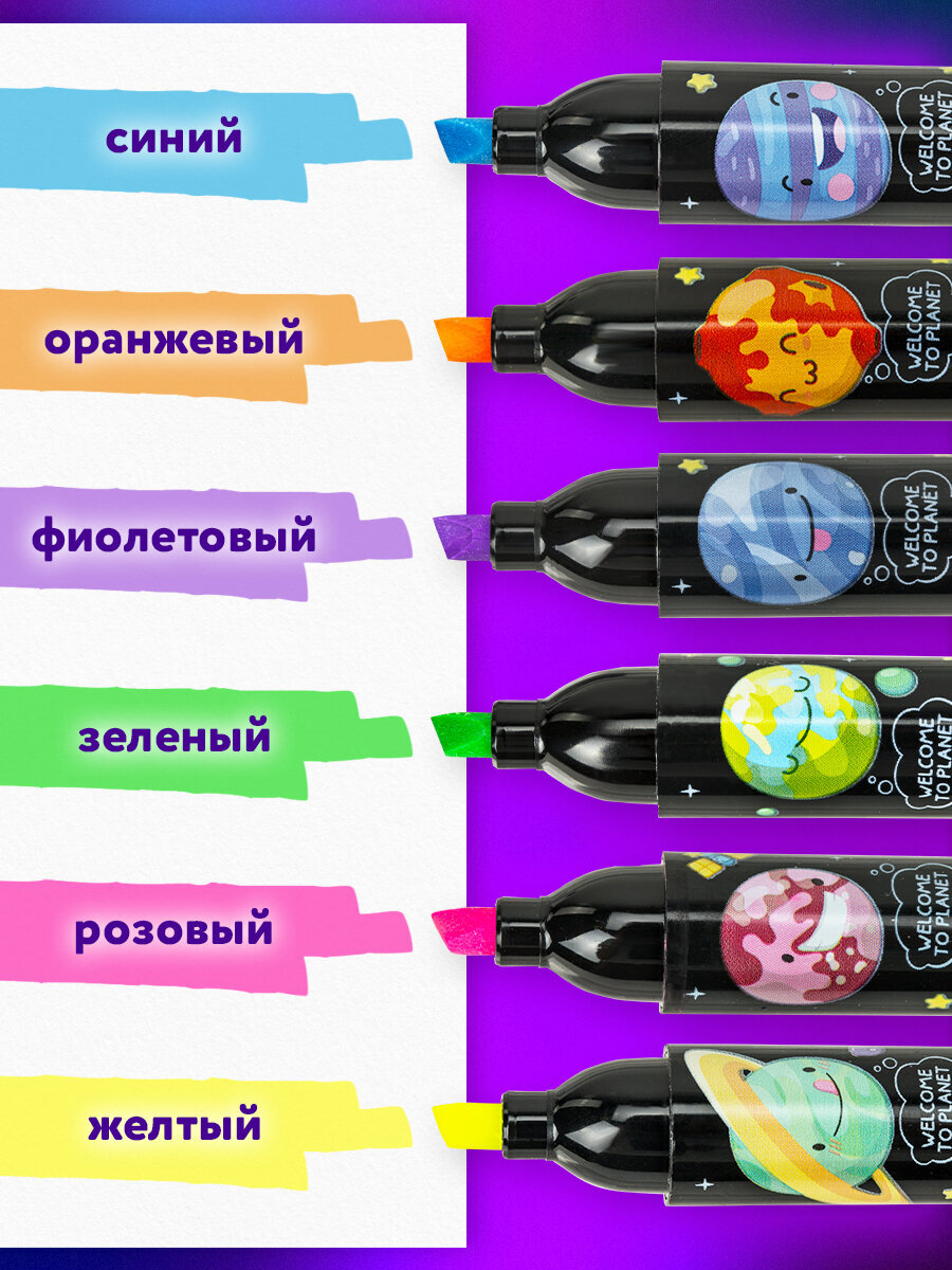 Текстовыделители Юнландия 6 цв. - фото 4
