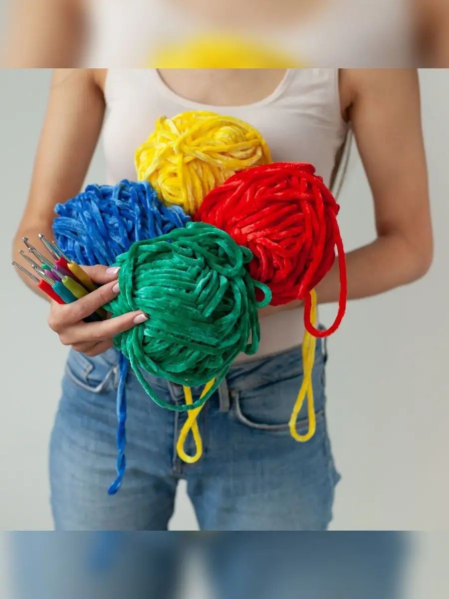 Пряжа для вязания Astra Premium селена мягкая микрополиэстер 100 гр 68 м 09 желтый 3 мотка - фото 12