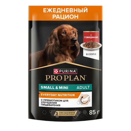 Корм влажный для собак PRO PLAN 85г с говядиной в соусе для мелких и карликовых пород