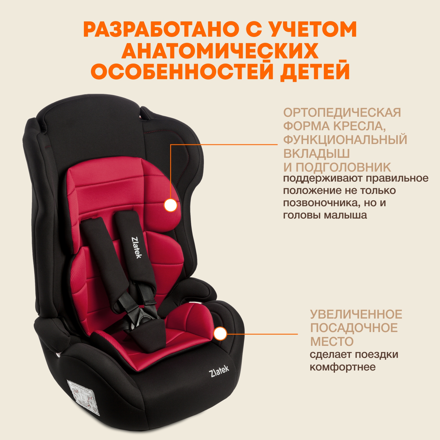 Автокресло ZLATEK Lux 1/2/3 (9-36 кг) - фото 3