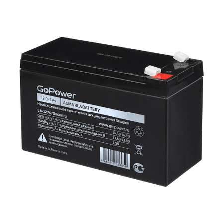 Аккумулятор GoPower свинцово-кислотный LA-1270/security 12V 7Ah клеммы T2/ F2 1/5