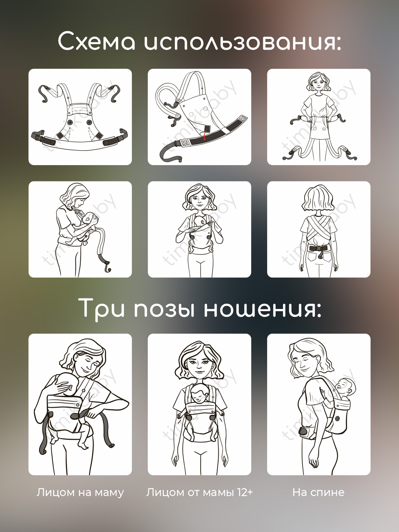 Переноска для новорожденных Timikbaby эргорюкзак синий плюш - фото 5