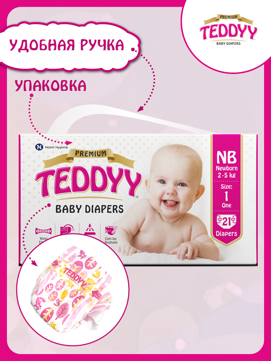 Подгузники Teddy Baby Premium NB 21 шт. - фото 2