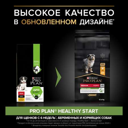 Корм для щенков PRO PLAN средних пород с курицей 12кг