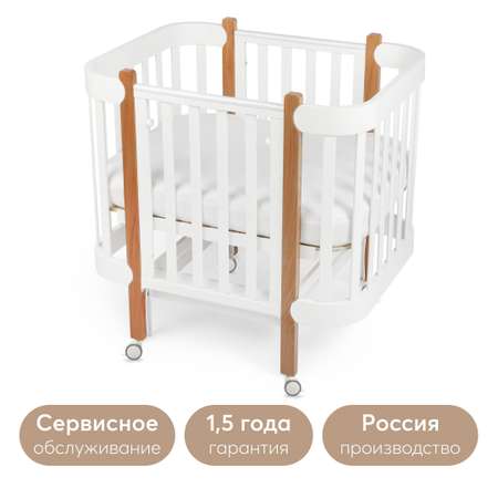 Детская кроватка Happy Baby прямоугольная, продольный маятник (белый)