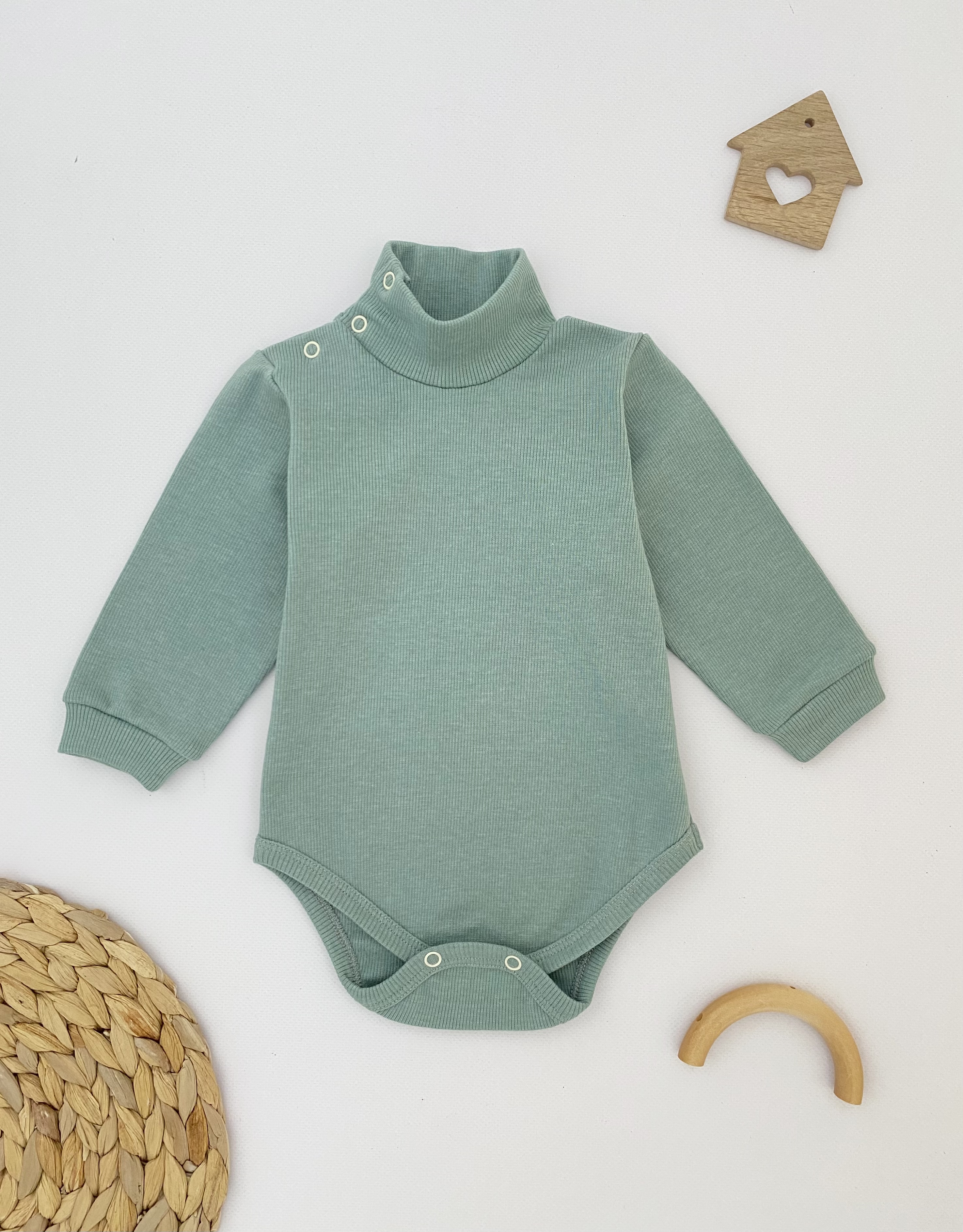 Изображение товара Демисезонный бодик-водолазка для новорожденных с начесом ЖАНЭТ