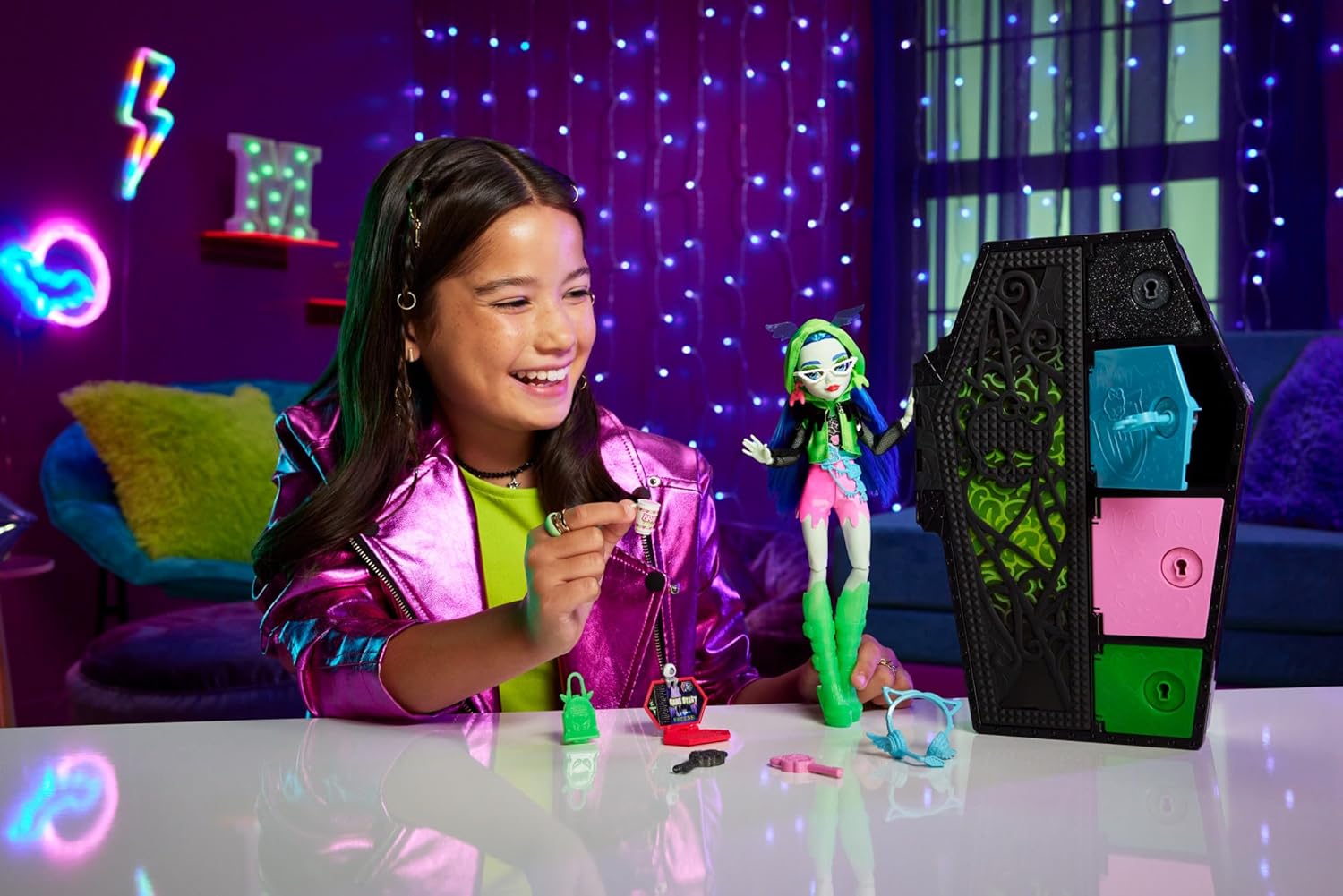 Кукла модельная Monster High Skulltimate Secrets Ghoulia HNF81 - фото 6