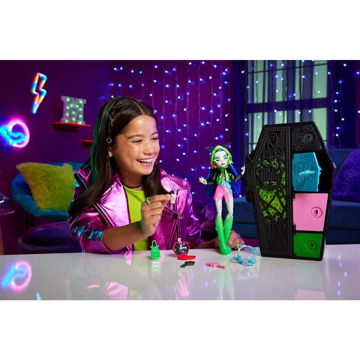Кукла модельная Monster High Skulltimate Secrets Ghoulia HNF81 - фото 6