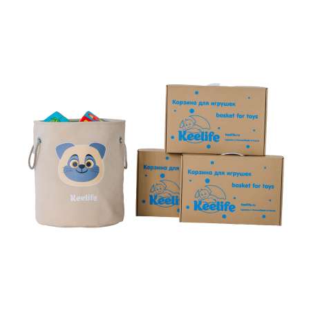 Корзина для игрушек Keelife Собачка бежевый-голубой