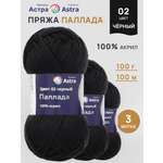 Пряжа Astra Premium Паллада акриловая 100 г 100 м 02 черный 3 мотка