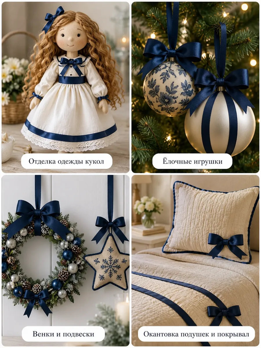 Лента для рукоделия и упаковки Magic 4 Hobby 15 мм темно-синяя - фото 3