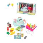 Игровой набор Наша Игрушка продукты, прилавок, касса, тележки и корзинки