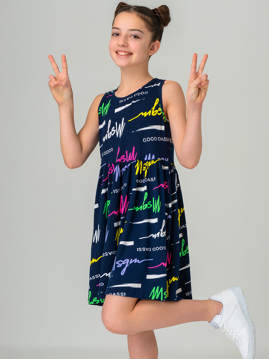 Платье HappyFox HF00199т.синий.с.надписями - фото 8