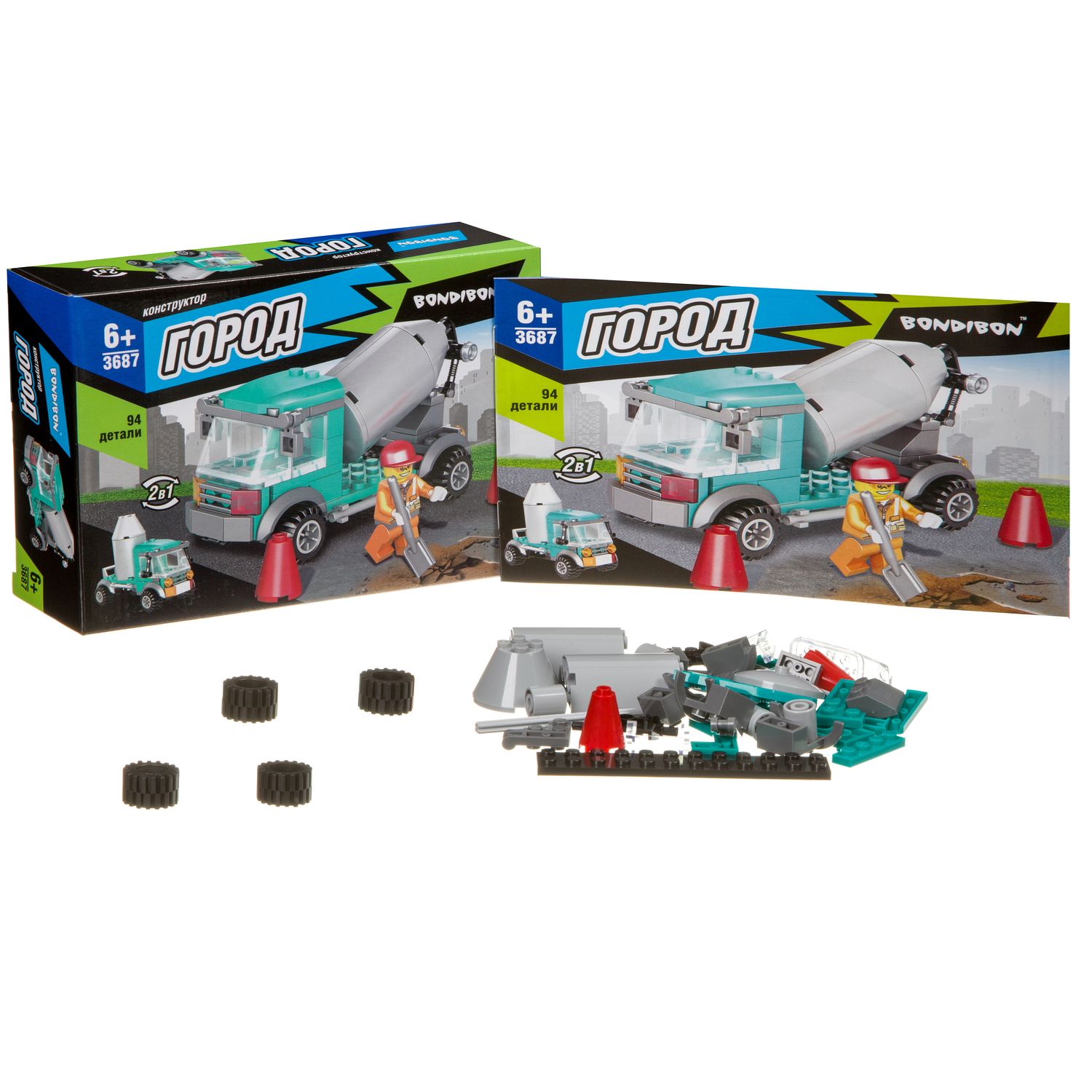 Конструктор Bondibon Город Бетономешалка 2в1 94 дет. - фото 5