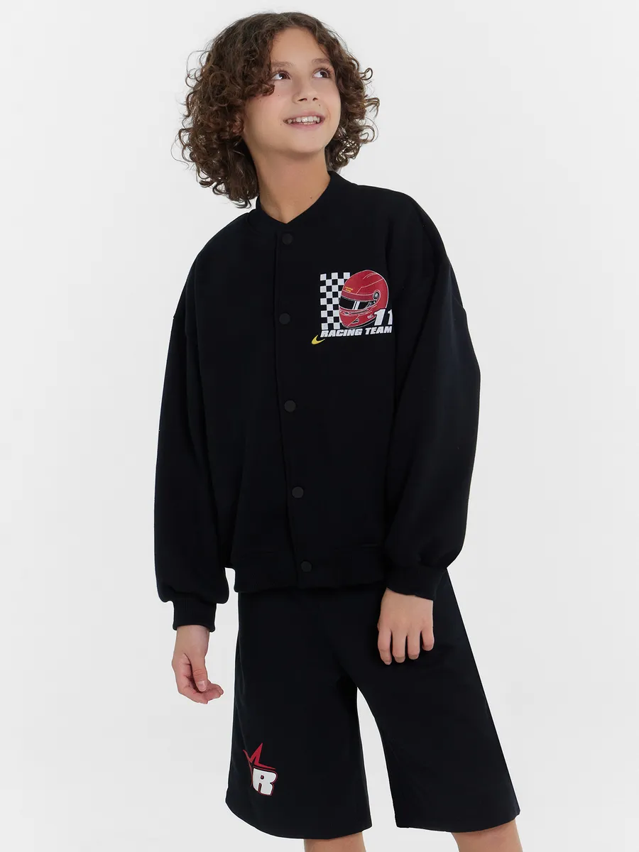 Бомбер Mark Formelle (Марк Формэль) 363333/1/черный +печать - фото 1