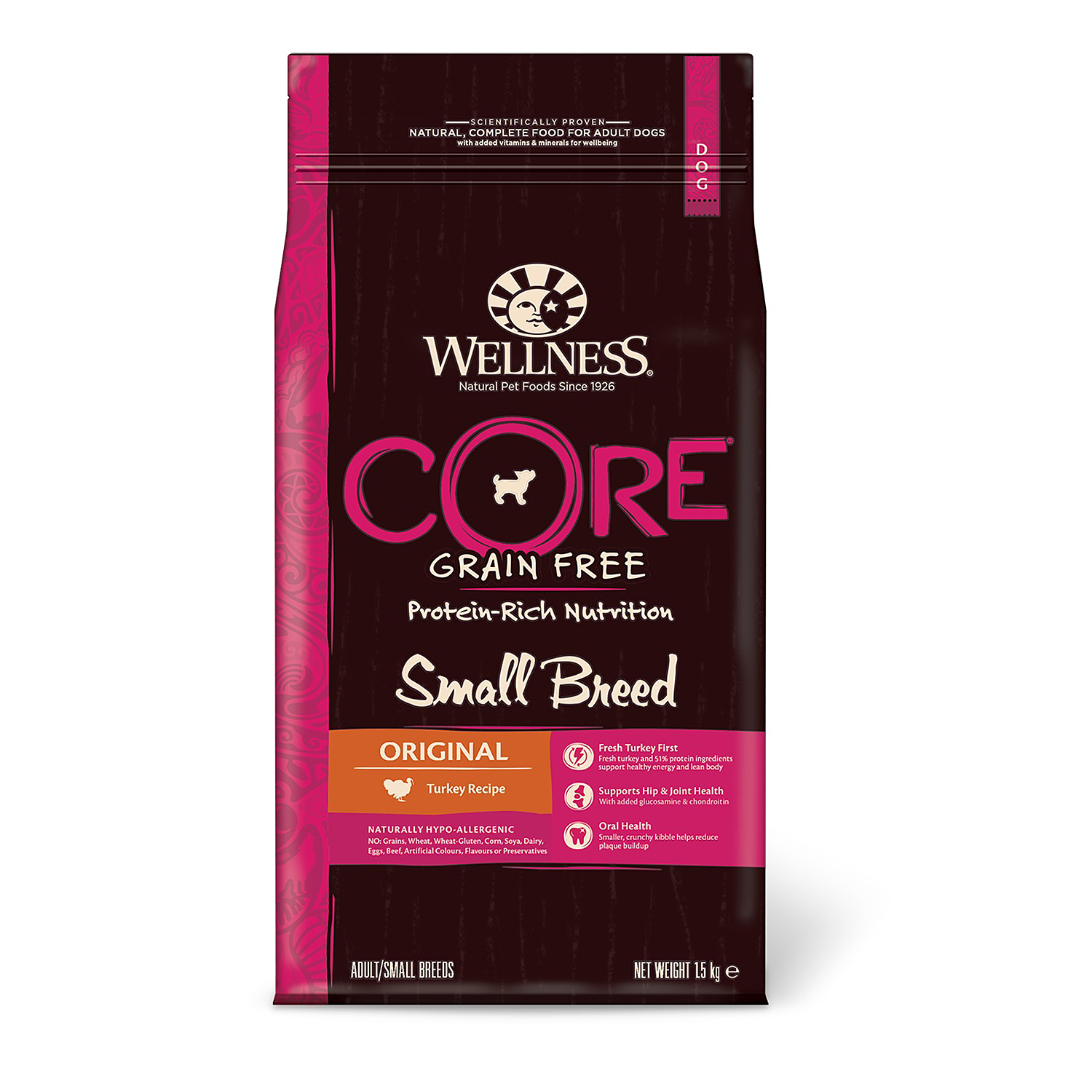 Корм для собак Wellness CORE 1.5кг индейка-курица для взрослых мелких пород - фото 2
