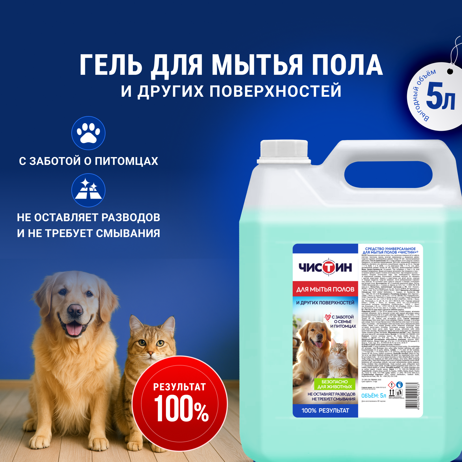 Моющее средство Чистин 5000 мл для пола и покрытий - фото 1