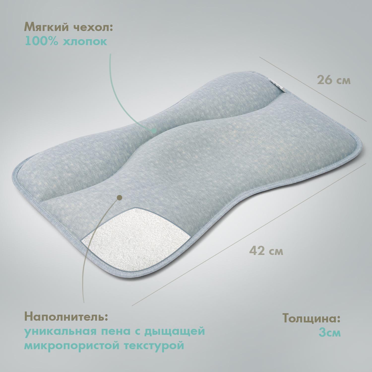 Подушка анатомическая Nuovita 26 x 42 см 1 шт. - фото 5