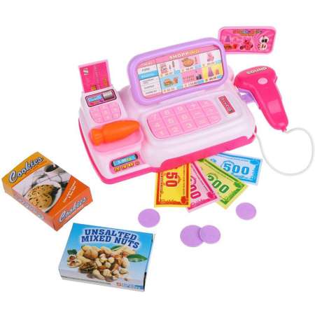 Игровой набор Наша Игрушка продукты, прилавок, касса, тележки и корзинки