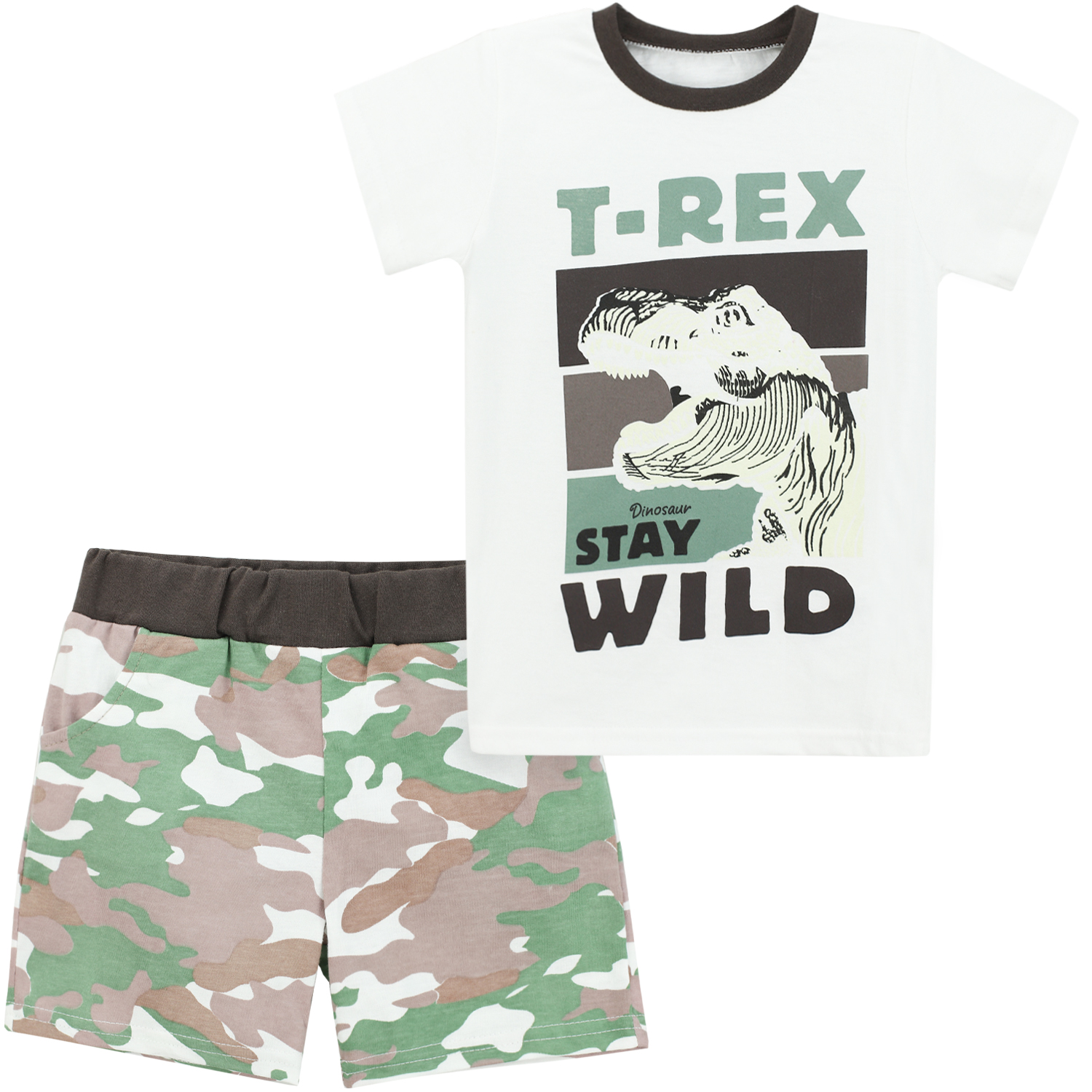 Костюм Babycollection ЦБ-00030305молочный коричневый зеленый - фото 1