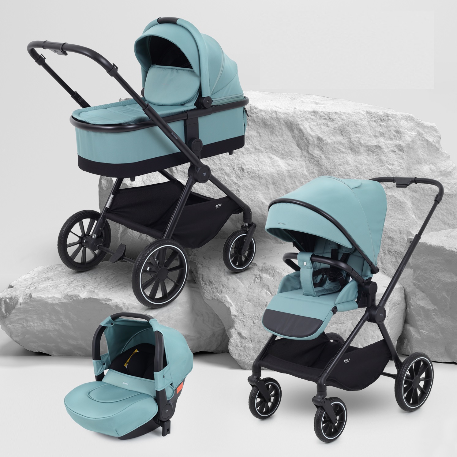 Коляска 3в1 MOWbaby AMBER зеленый - фото 1