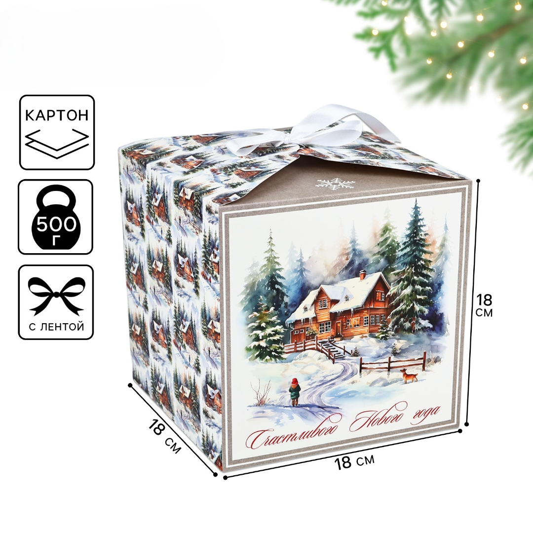 Коробка складная Дарите Счастье "Зимняя сказка", 18 х 18 х 18 см - фото 1