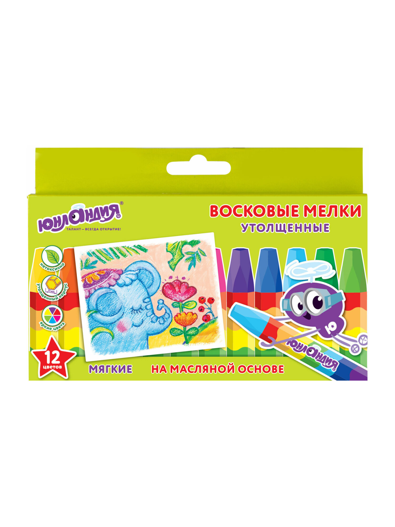 Восковые мелки Юнландия 12 шт. - фото 7