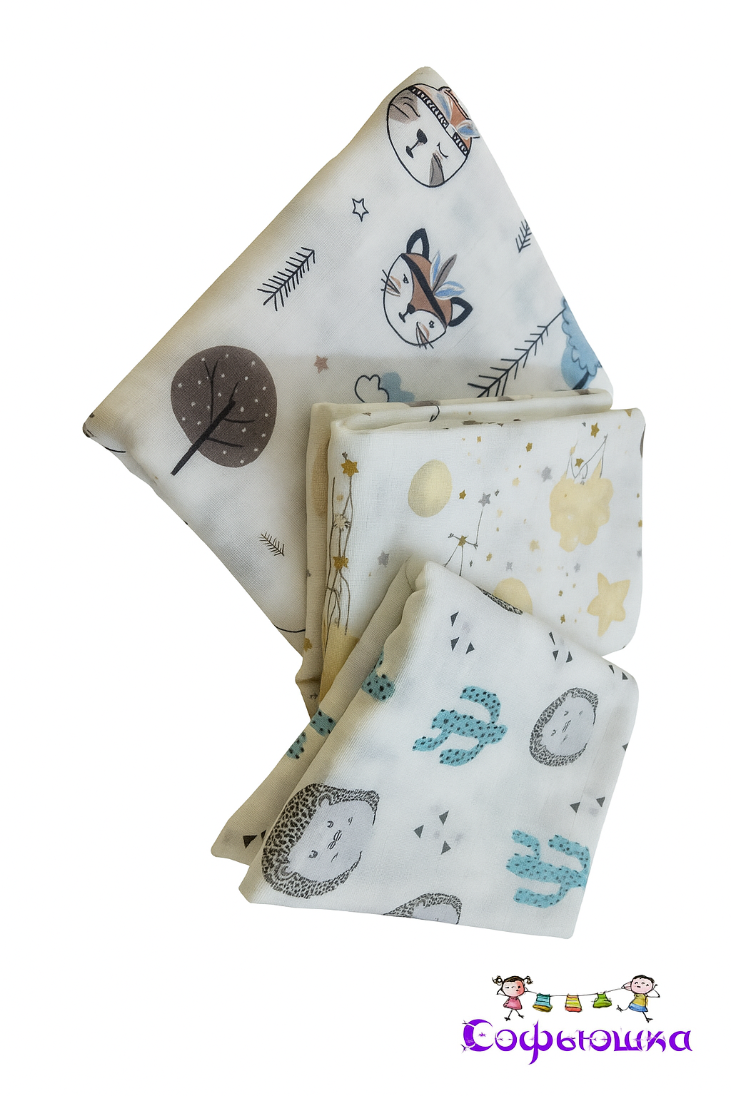 Пелёнка Софьюшка муслин 100х135 см 3 шт. - фото 3