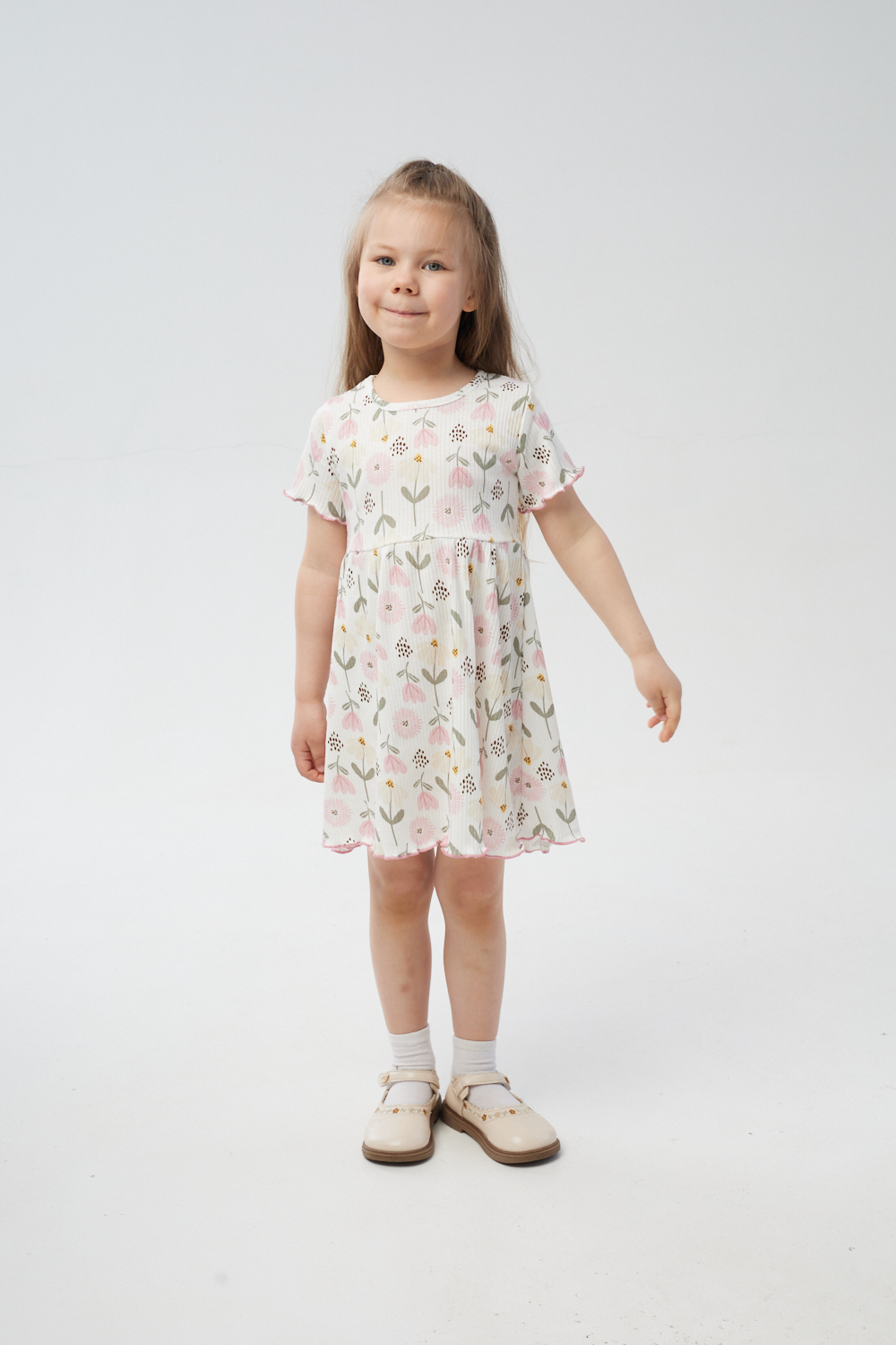 Платье YAXX 007--Платье цветы/белый (Л) - фото 1