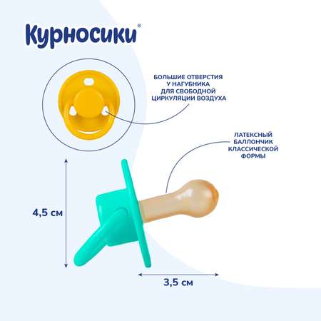 Пустышка Курносики латекс анатомическая от 6 мес. 2 шт.