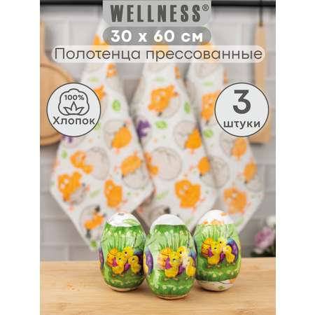 Набор полотенец прессованных 3 штуки Wellness P103