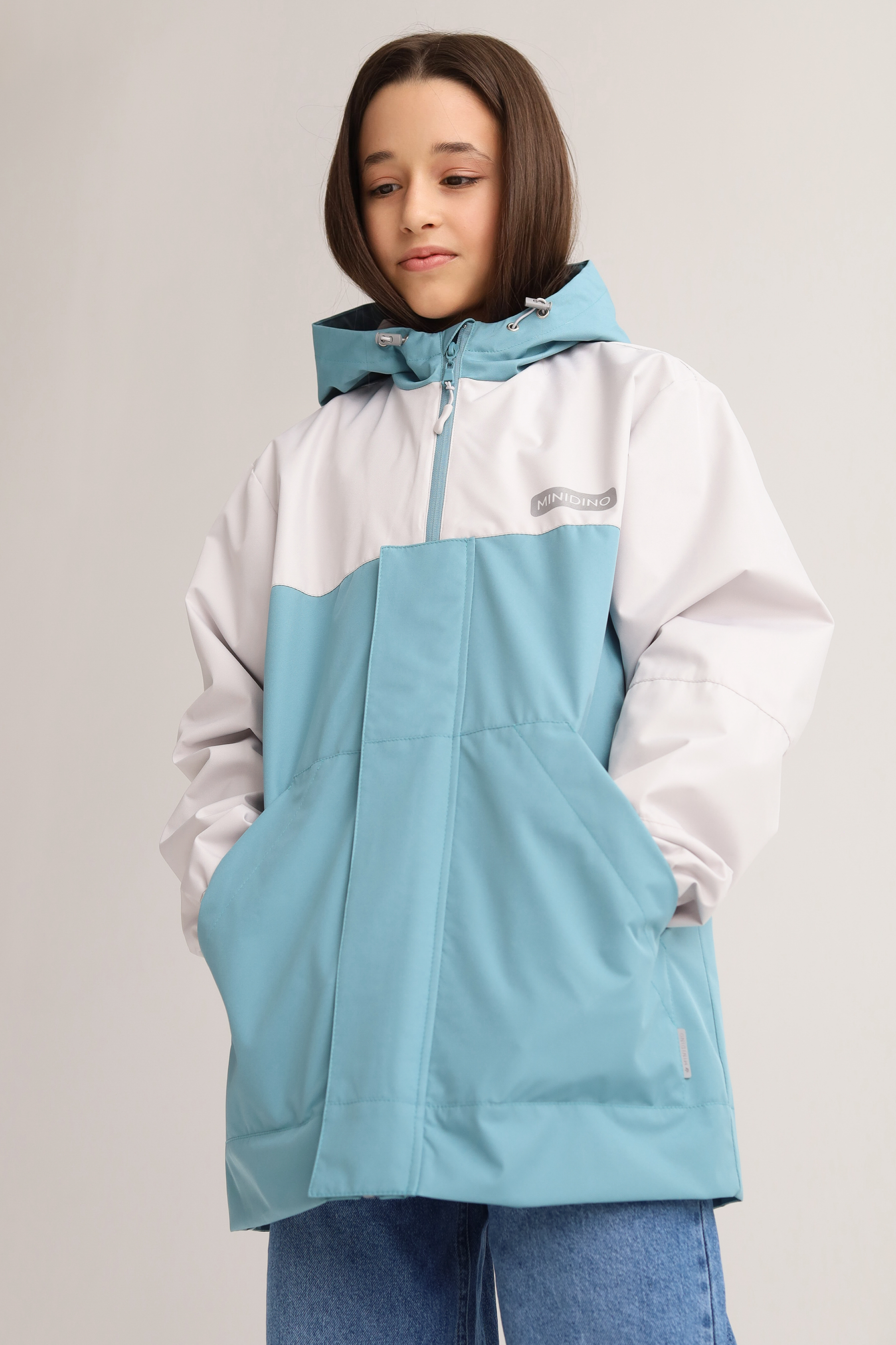 Ветровка MINIDINO Ветровка-анорак Иллюзия серебро-эвкалипт - фото 15