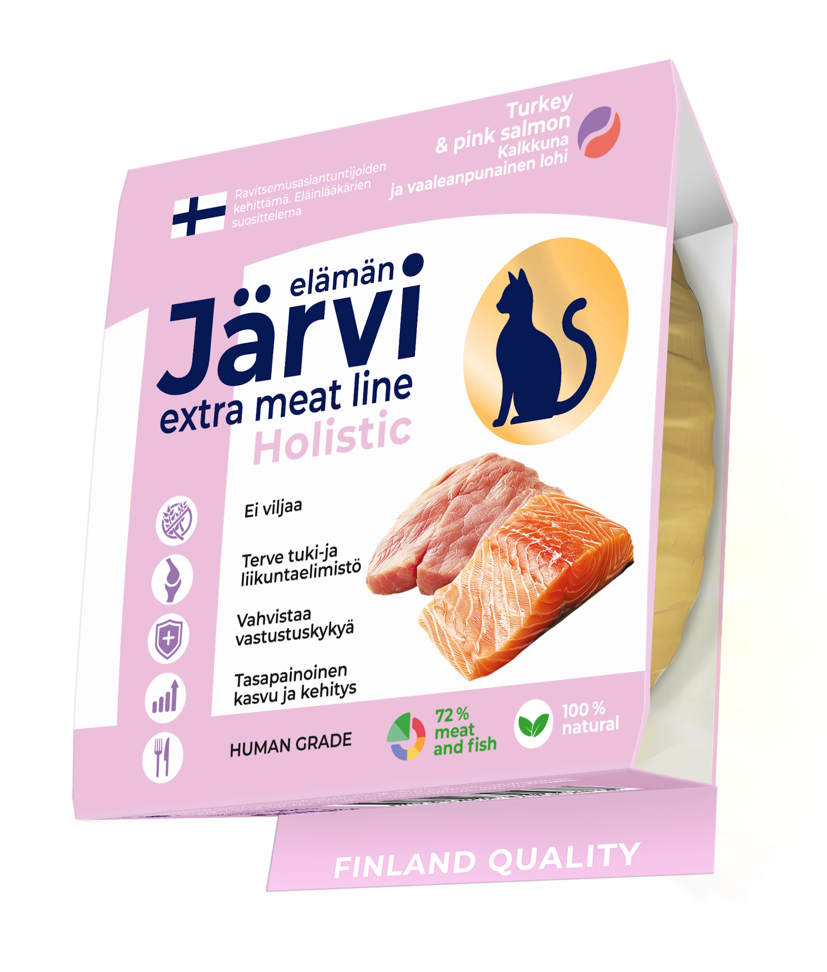 Корм для кошек и котят Jarvi Extra meat line мясные волокна из индейки и горбуши в желе 50г - фото 1