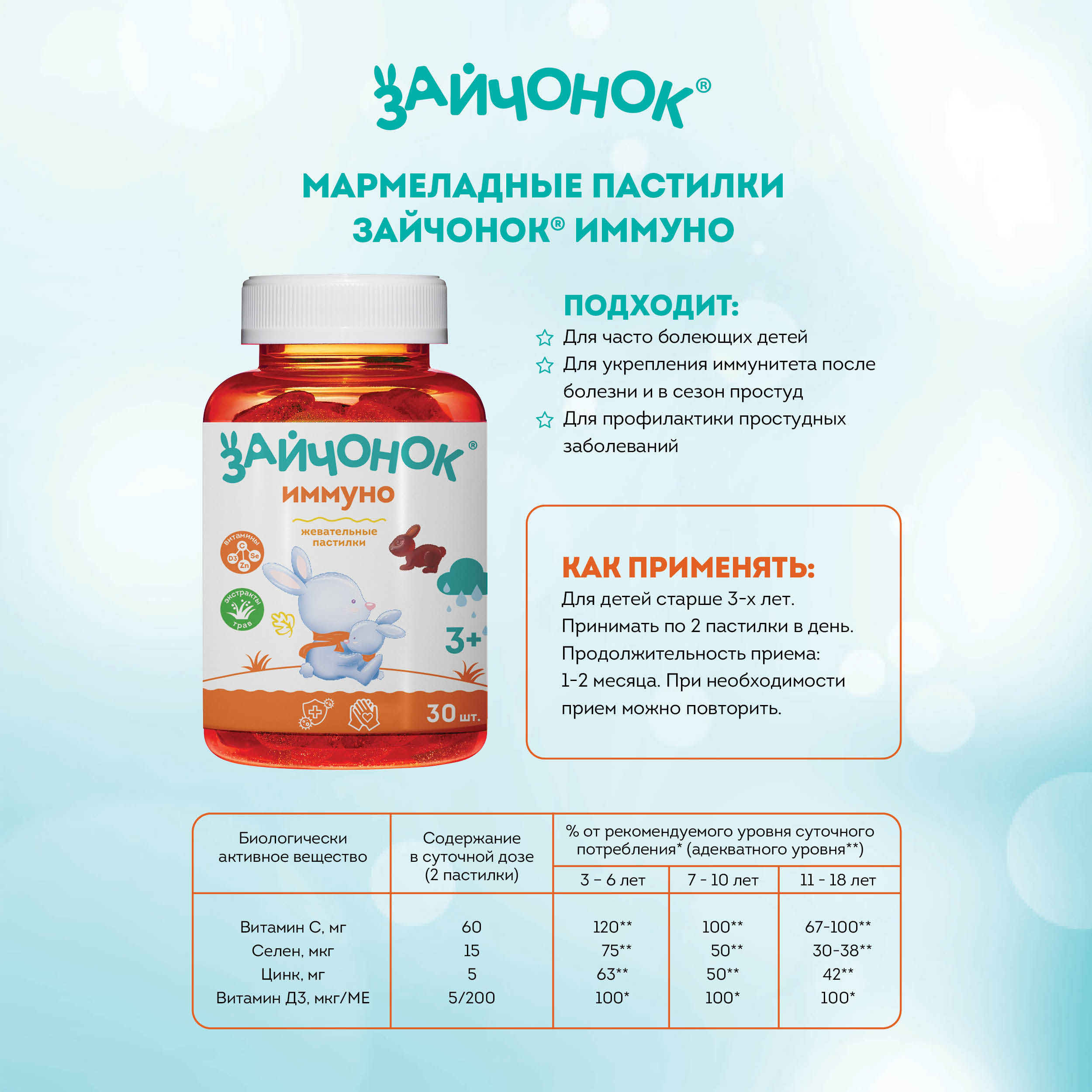 Жевательный мармелад Здравландия Зайчонок пастилки Иммуно №30 - фото 5
