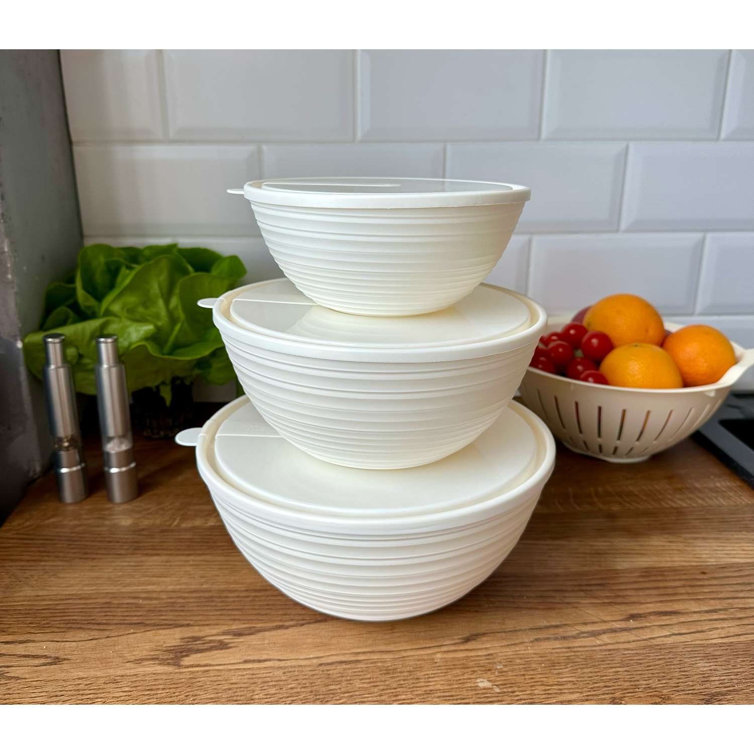 Салатник Sugar and Spice Cardamom с крышкой белый зефир 1.2л - фото 4