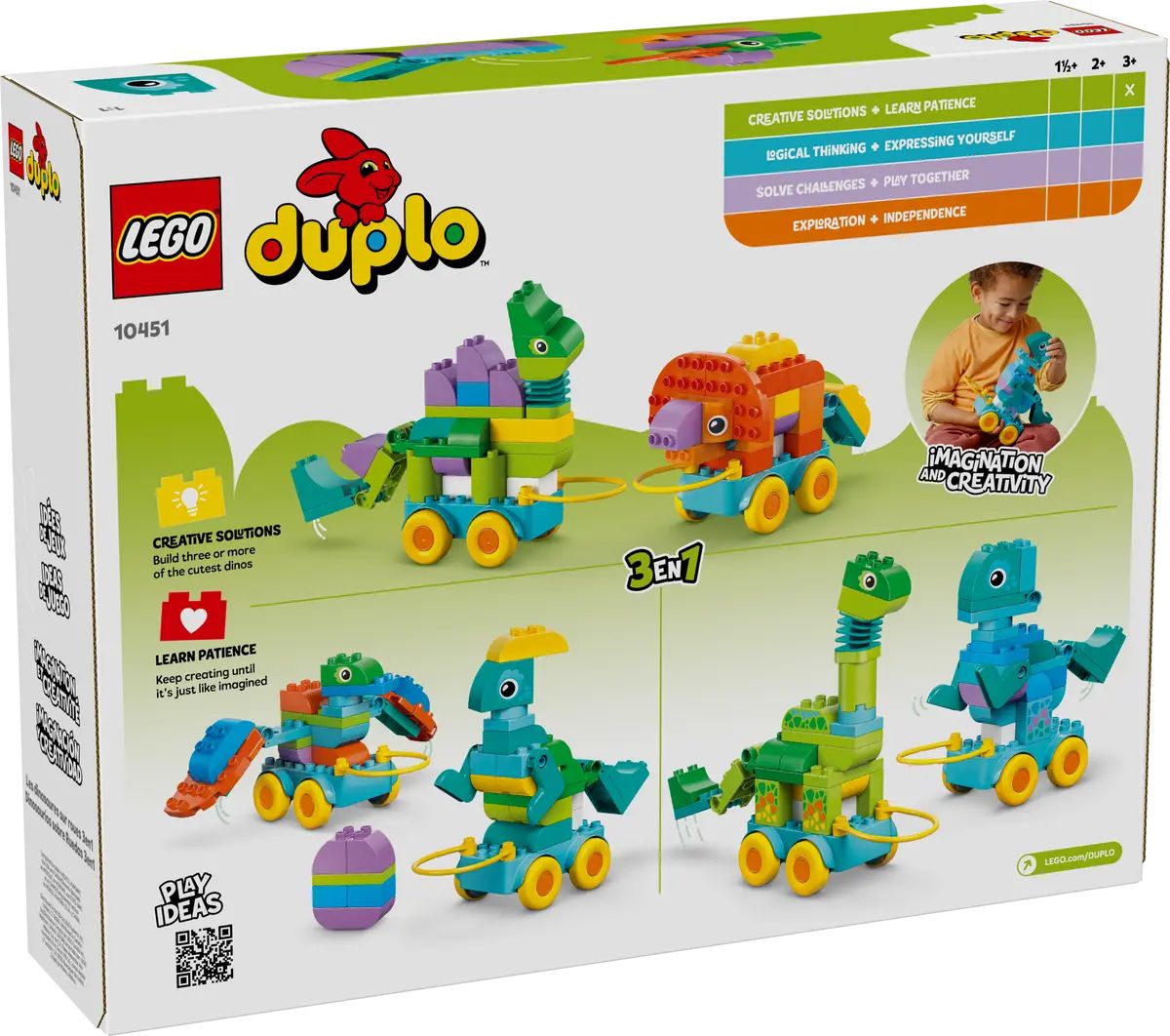 Конструктор LEGO DUPLO 3 в 1 Динозавр на колесах 108 дет. - фото 6