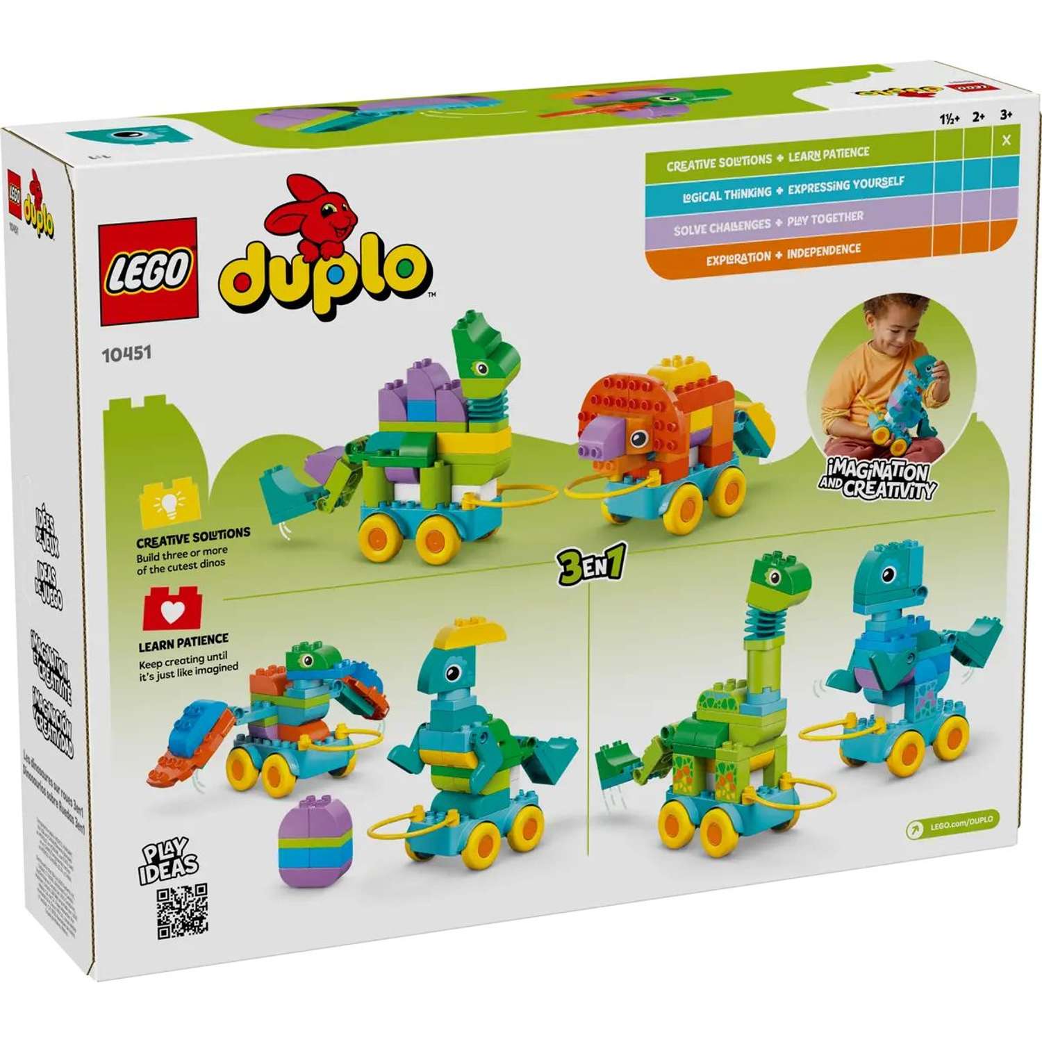 Конструктор LEGO DUPLO 3 в 1 Динозавр на колесах блочный - фото 6