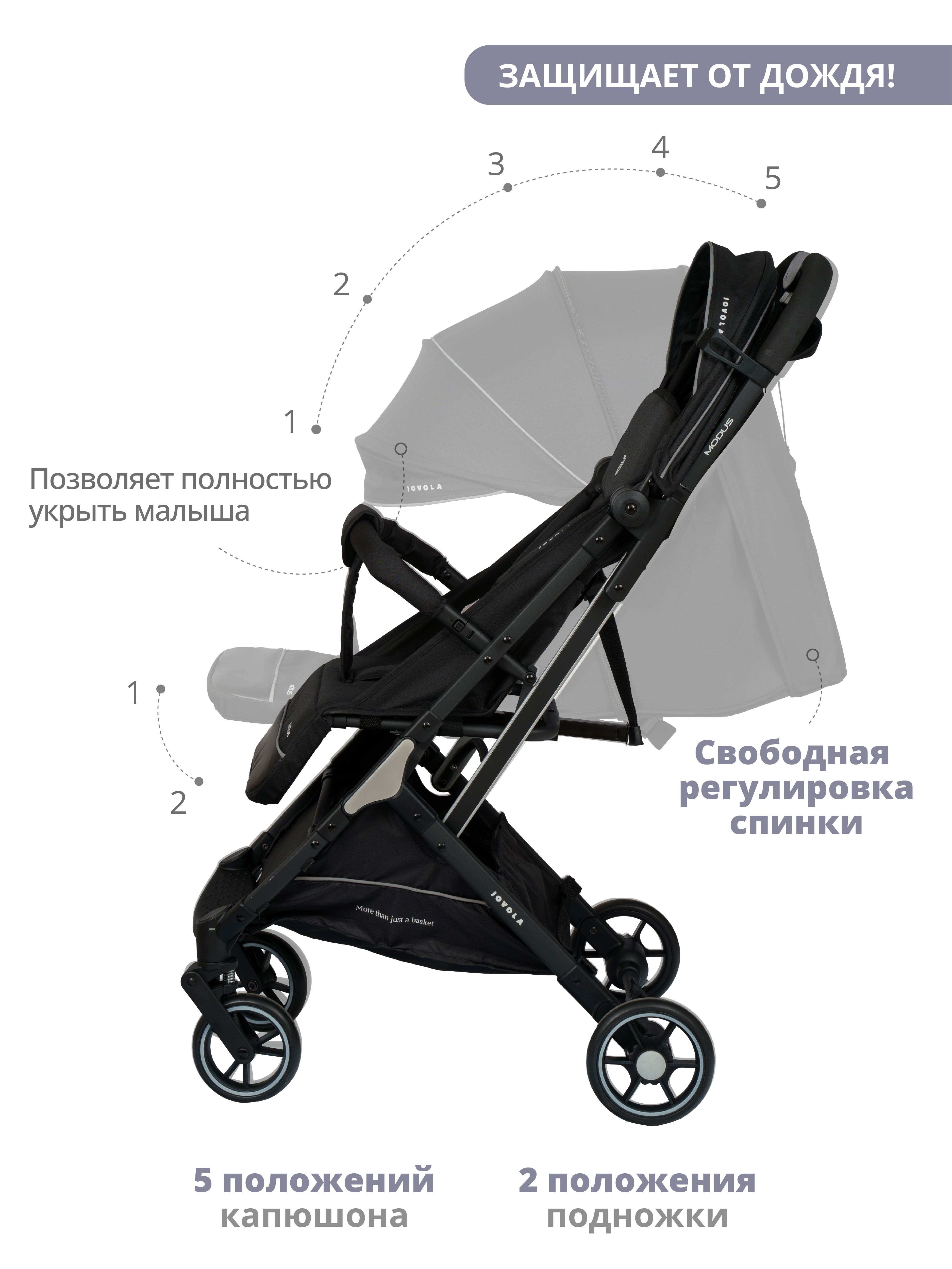 Коляска прогулочная JOVOLA MODUS черный - фото 2