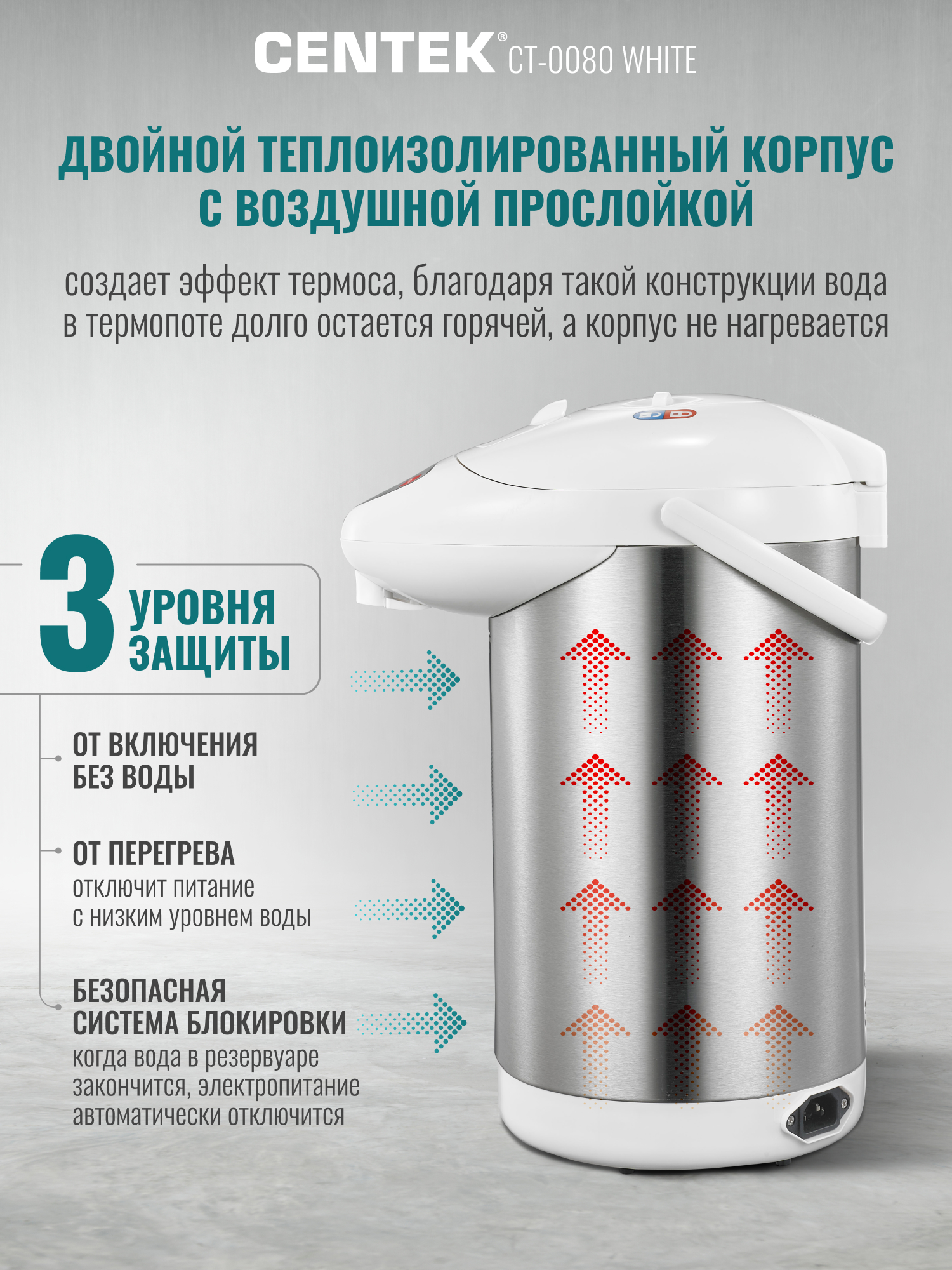 Термопот CENTEK CT-0080 White - фото 4