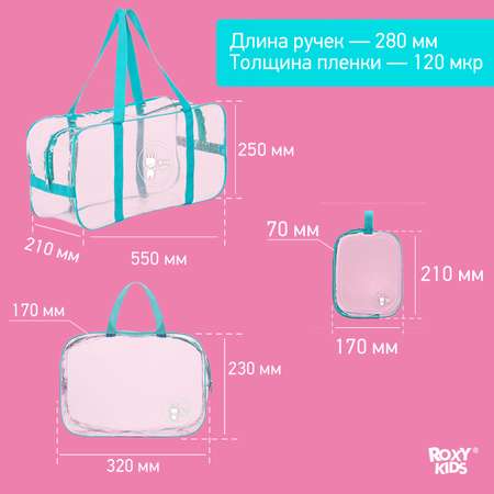 Сумка в роддом ROXY-KIDS прозрачная 3 шт цвет бирюзовый