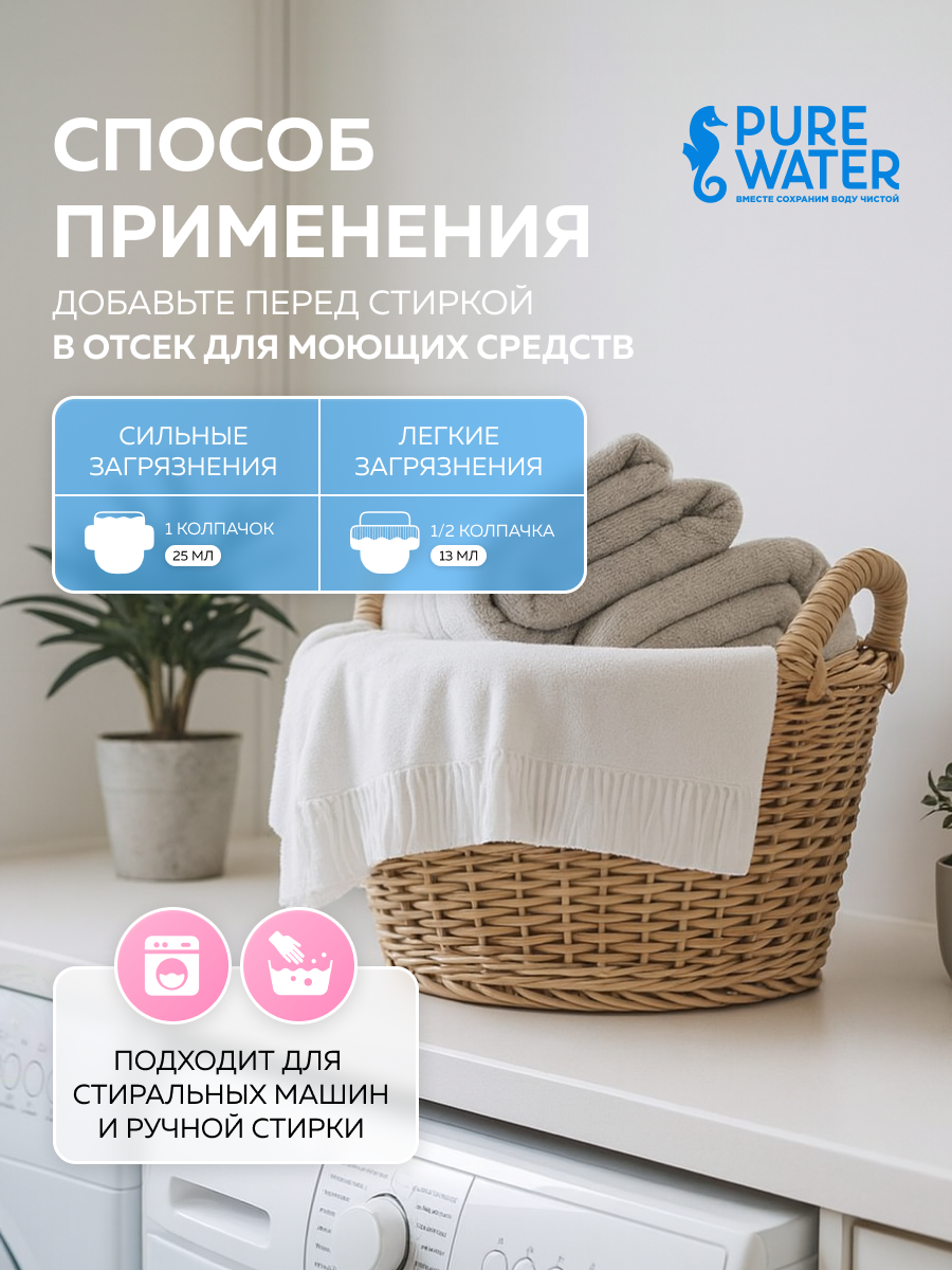 Гель для стирки Pure Water 1 л 1.13 кг 1 шт. 1 упак. - фото 12