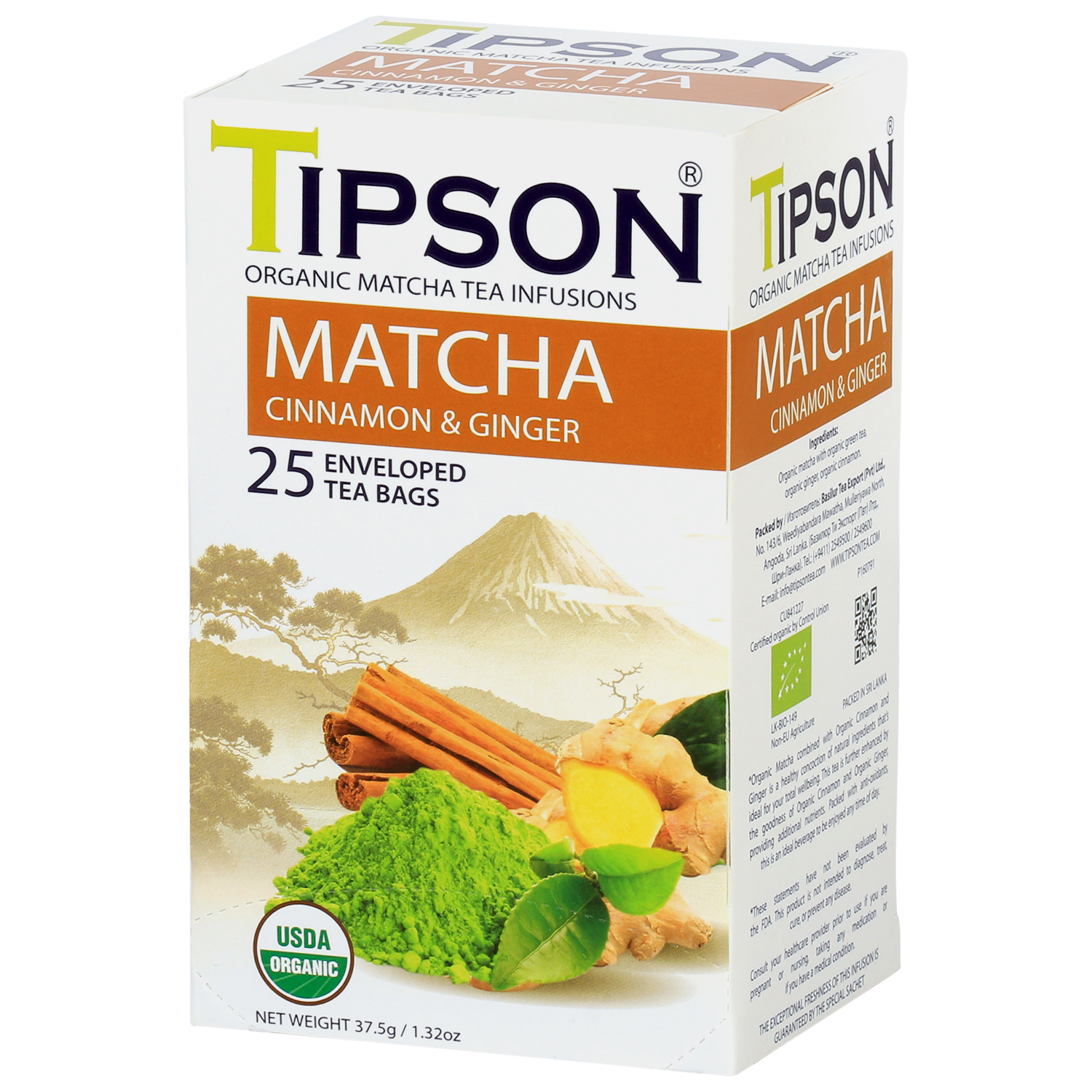 Чай зеленый Tipson Матча с корицей и имбирем 25 саше - фото 5