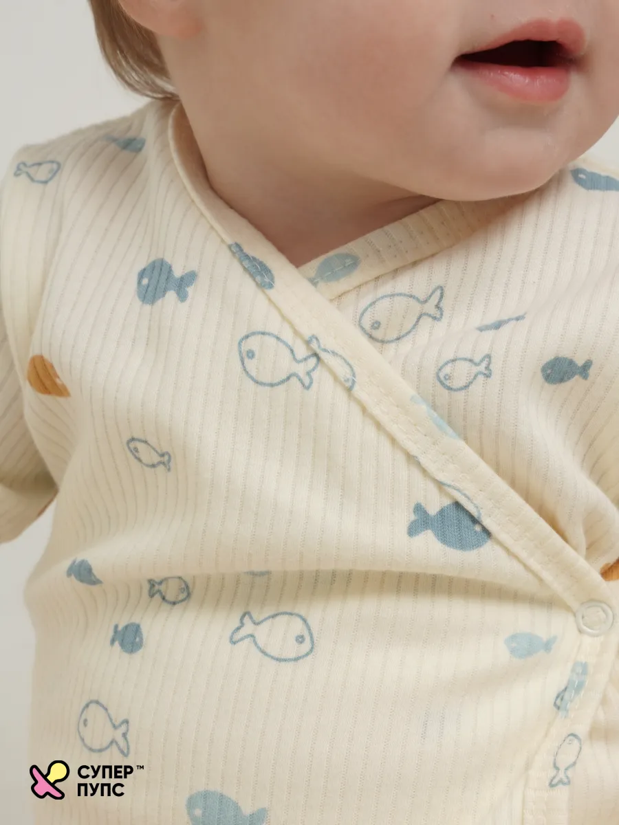Боди 3 шт Супер Пупс нбр/3пр/бд/зап/голубыерыбки - фото 14