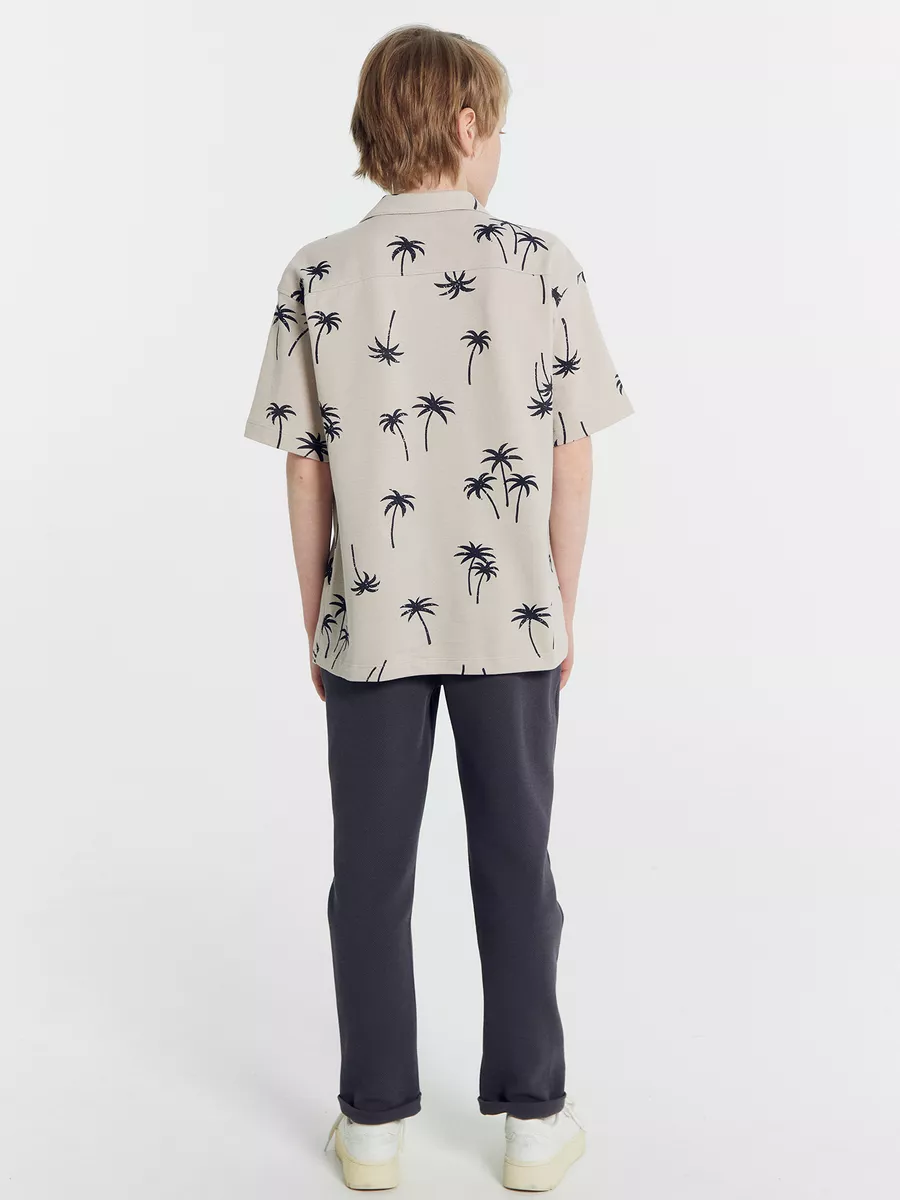 Рубашка Mark Formelle (Марк Формэль) 113445/пальмы на тепло -сером - фото 3