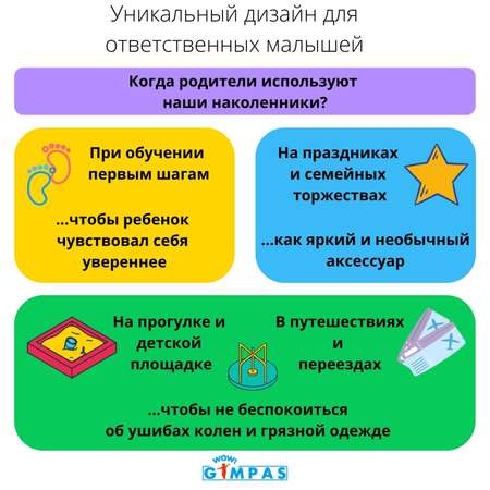 Наколенники для ползания WOW! GIMPAS Фиолетовые точки и круги