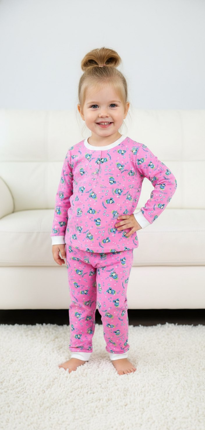 Изображение товара Детская пижама VGtrikotazh 128 хлопок с водными красками модный принт для девочек и мальчиков