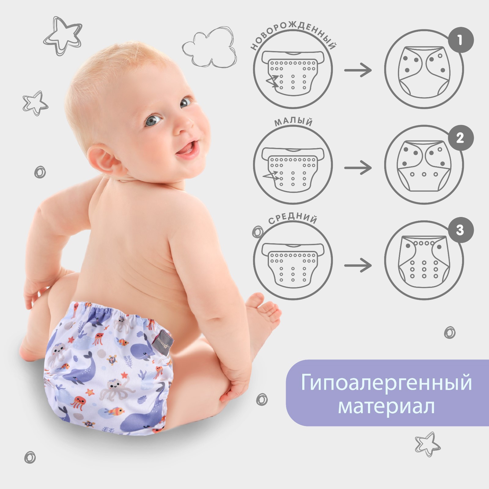 Многоразовые подгузники Крошка Я Onesize - фото 3