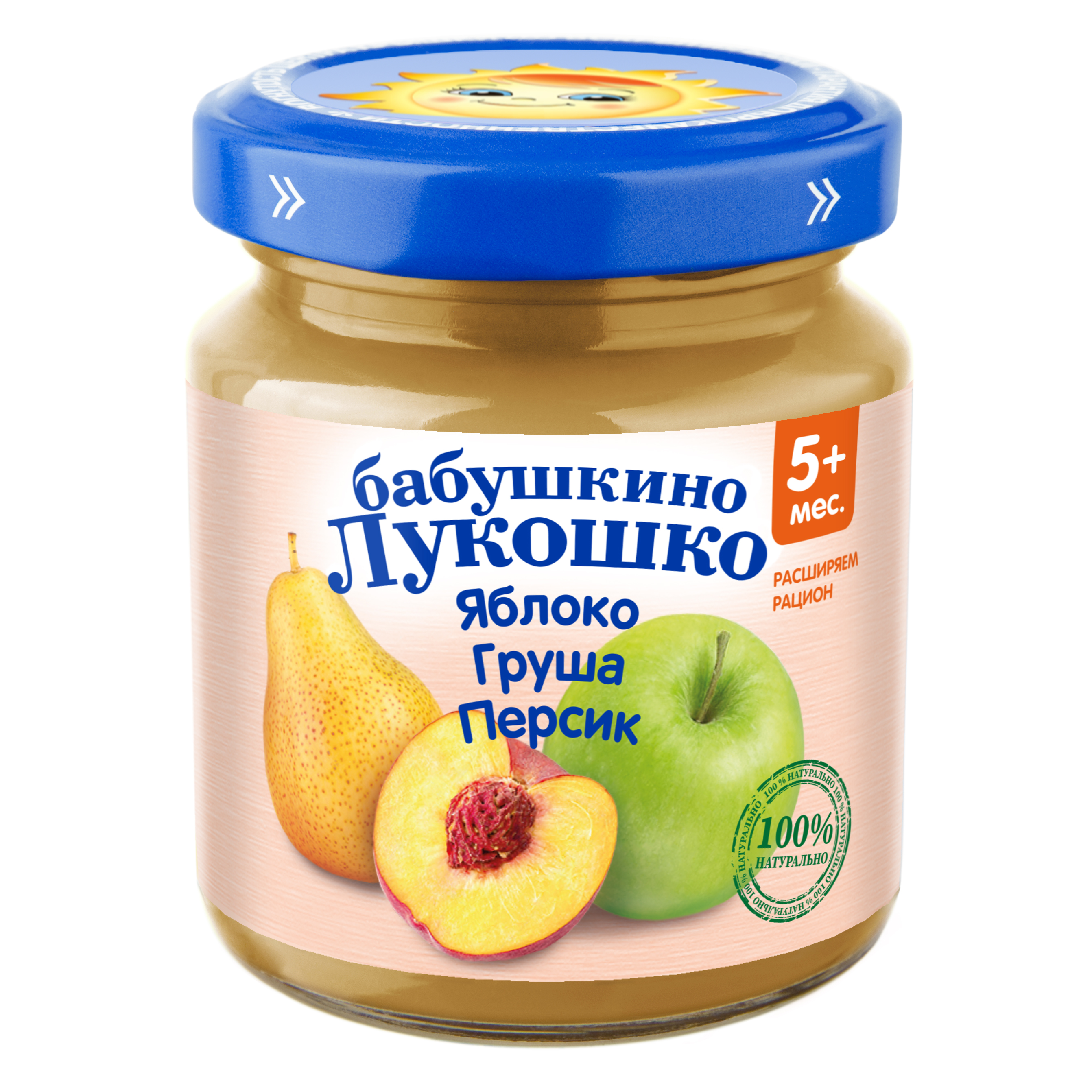 Пюре Бабушкино лукошко Яблоко-груша-персик с 5 мес 100 г - фото 1