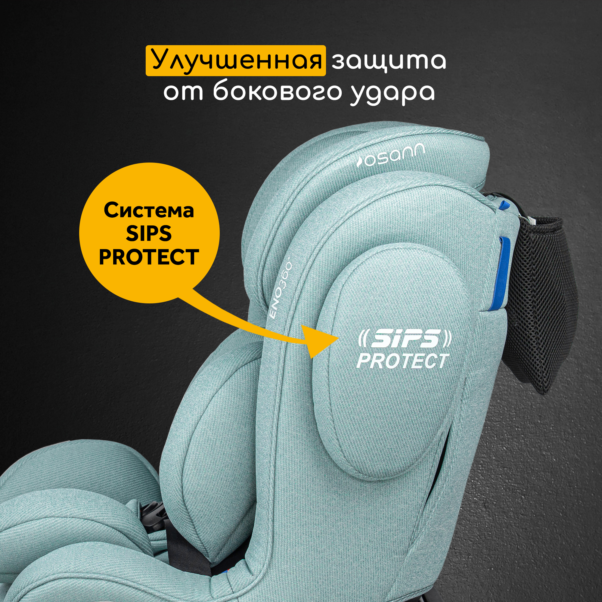 Автокресло Osann Eno 360 SL Sky 0-36 кг Isofix 0+/1/2/3 (0-36 кг) бирюзовый - фото 8
